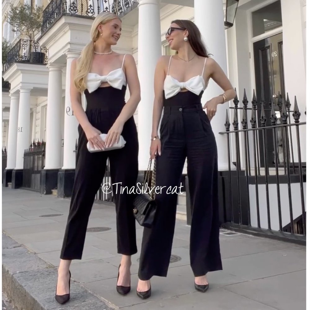 Zara Bow Bodysuit Black White BWT - Picture 5 of 17